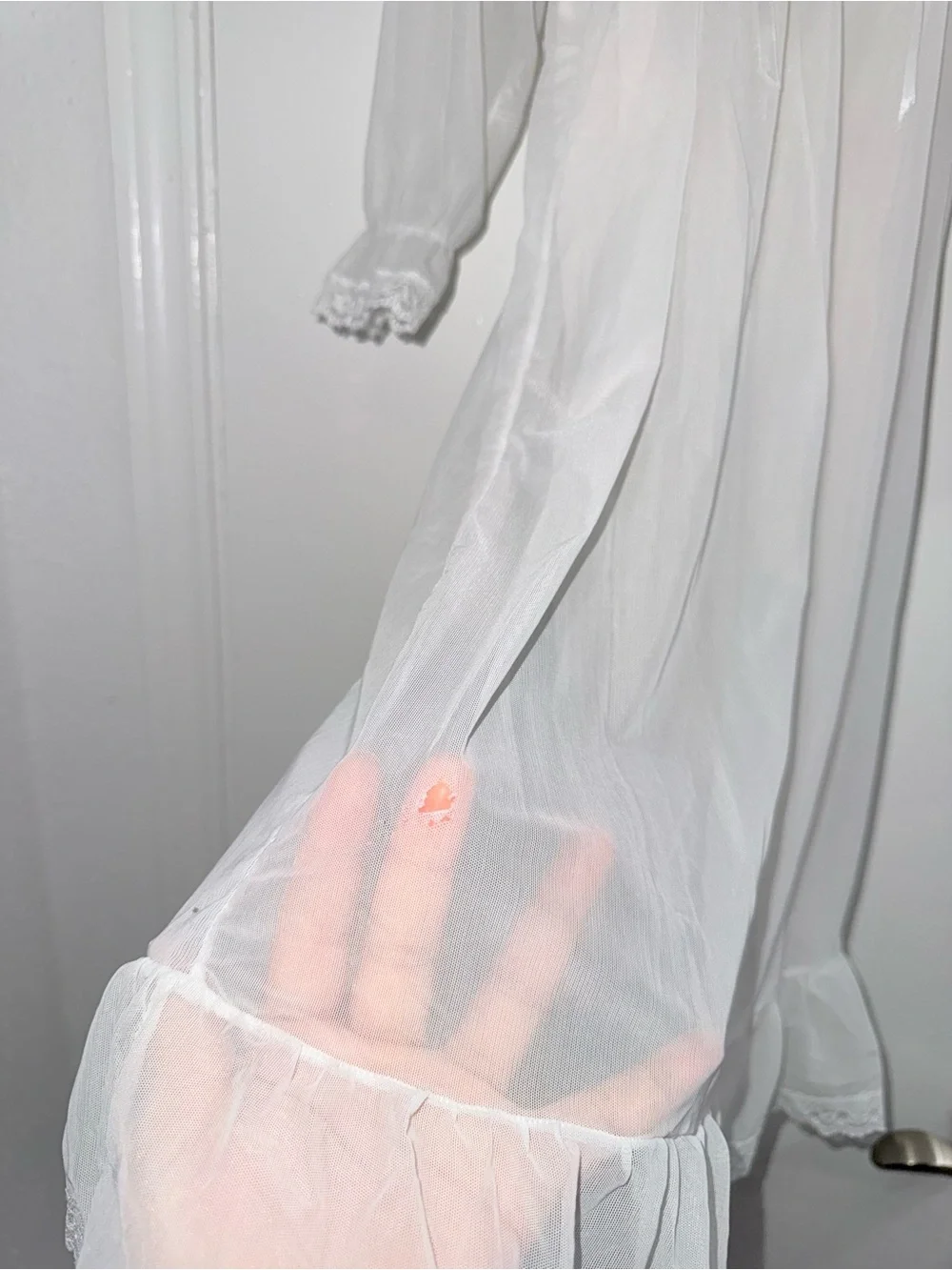 F.G.Y vintage-style sheer long-sleeved nightgown girls dress size 7-8 years